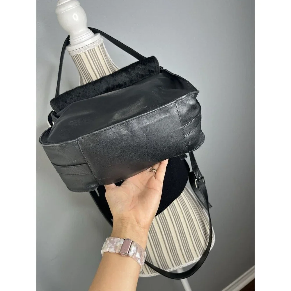 Black Faux Fur Saddle Shoulder Bag - Picture 8 of 15
